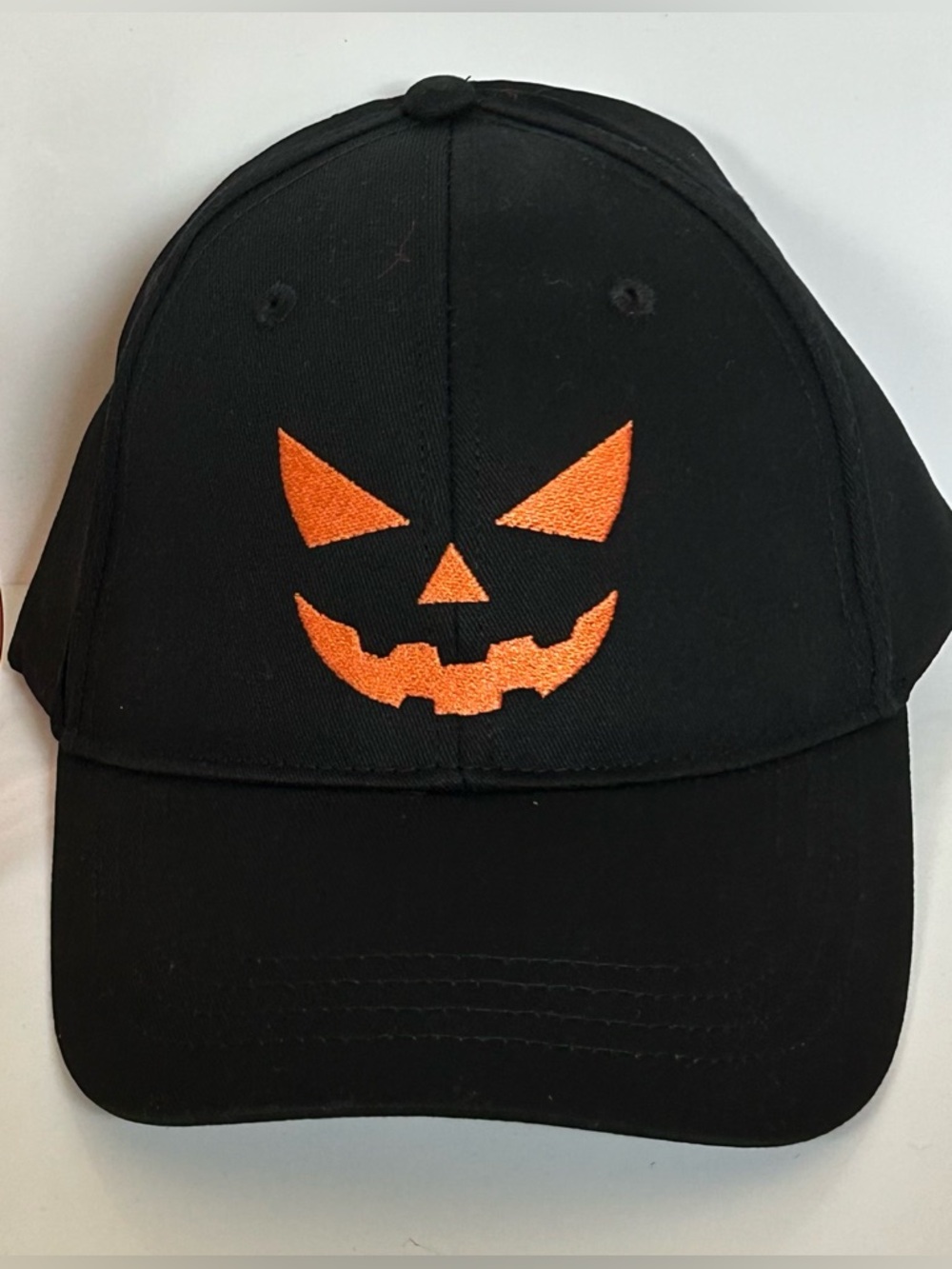 NEW!! Adjustable Unisex Black Embroidered Jack-o'-lantern Baseball Cap (OS)-NWT